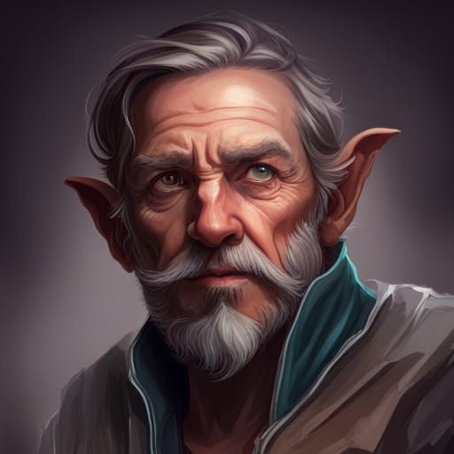 Cheerful Elf Archaeologist Portrait in Detailed Digital Styl...