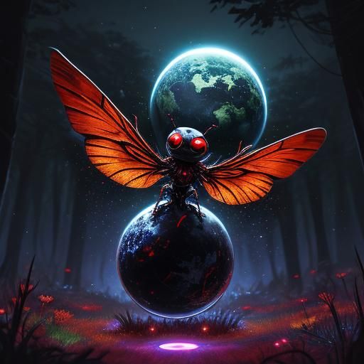 Glowling: A Fantastical Bug Creature in Forest