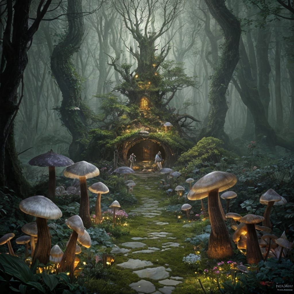 Dark Fantasy Fairies in an Enchanted Forest, in a Style Insp...