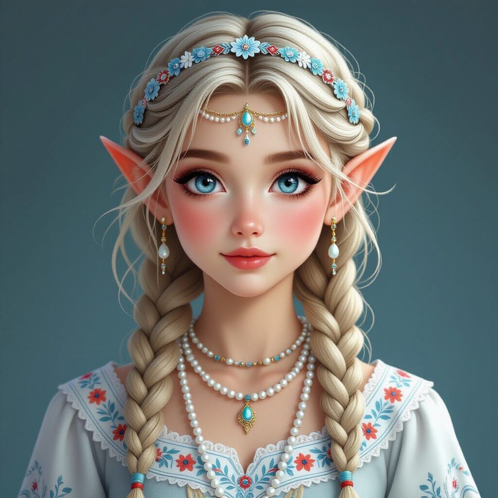 Ethereal Elf Maiden Portrait in Anime Style
