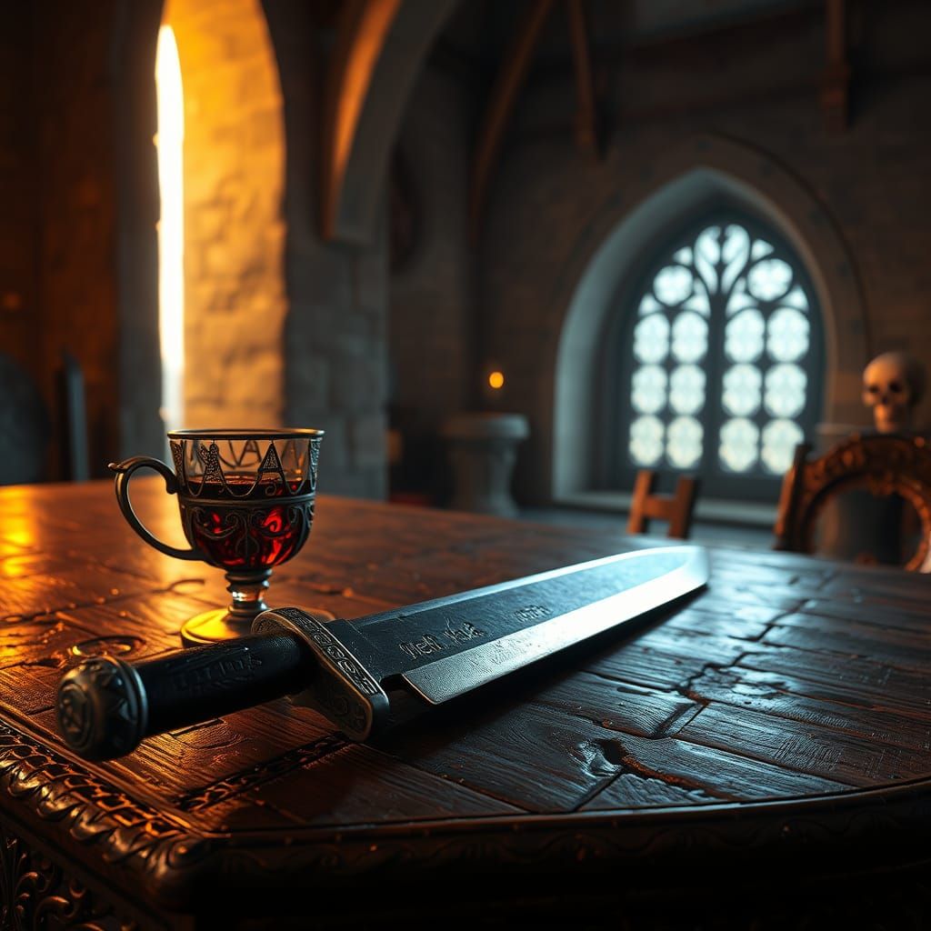 Battle-Hardened Long Knife in Golden Light