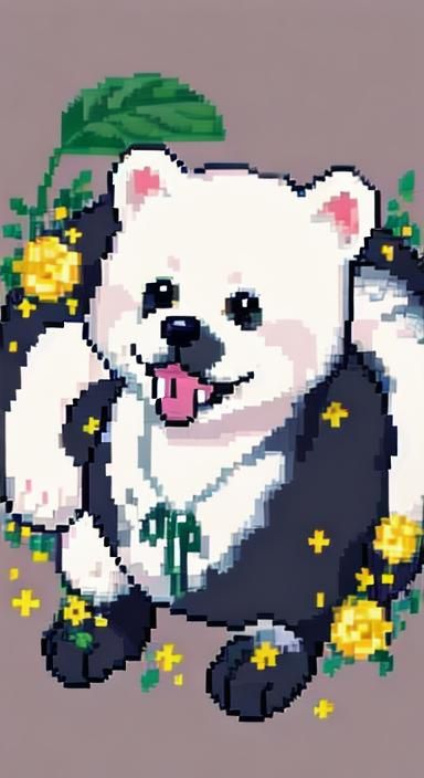 Pixelated Anime Puppy with Human Teeth