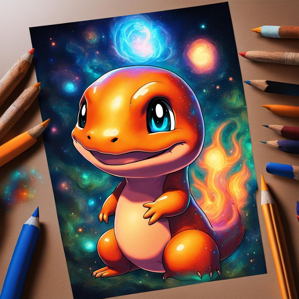 Holographic Charmander Pokémon Astral Cosmic Illustration