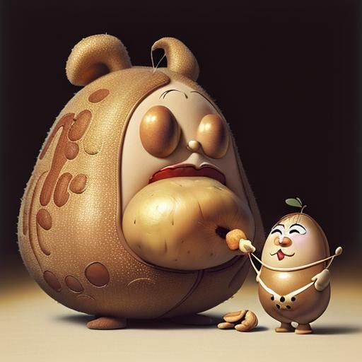 Almond Character's Chaotic Food Fight