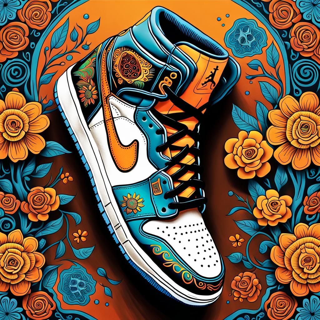Air Jordan Shoe: Day of the Dead Linocut