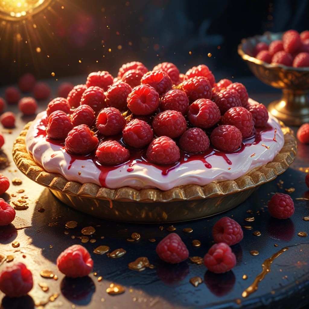 Raspberry Cream Pie: Fantasy Oil Painting in Triadic Colors