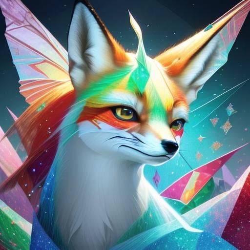 Fox and Butterfly in Enchanted Garden