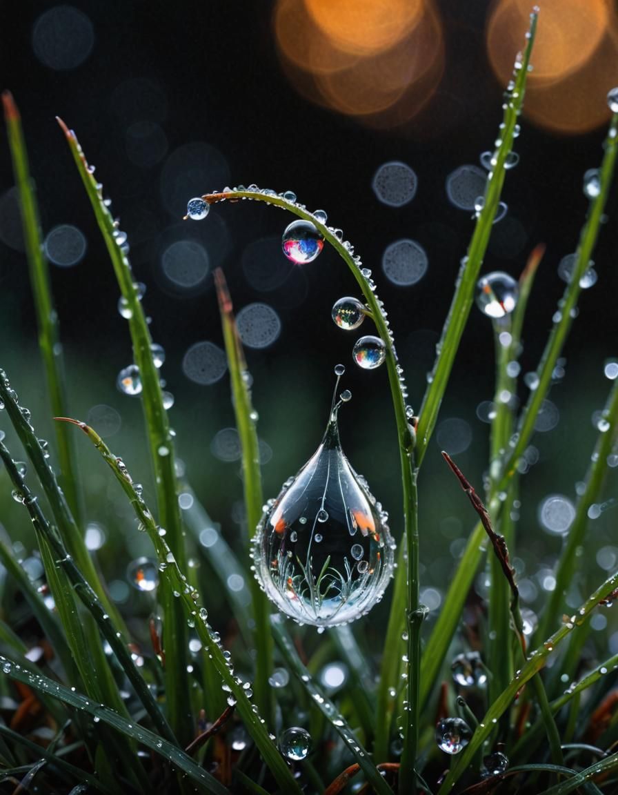 Ice Crystal Dewdrop Macro in Klimt Sparklecore Style