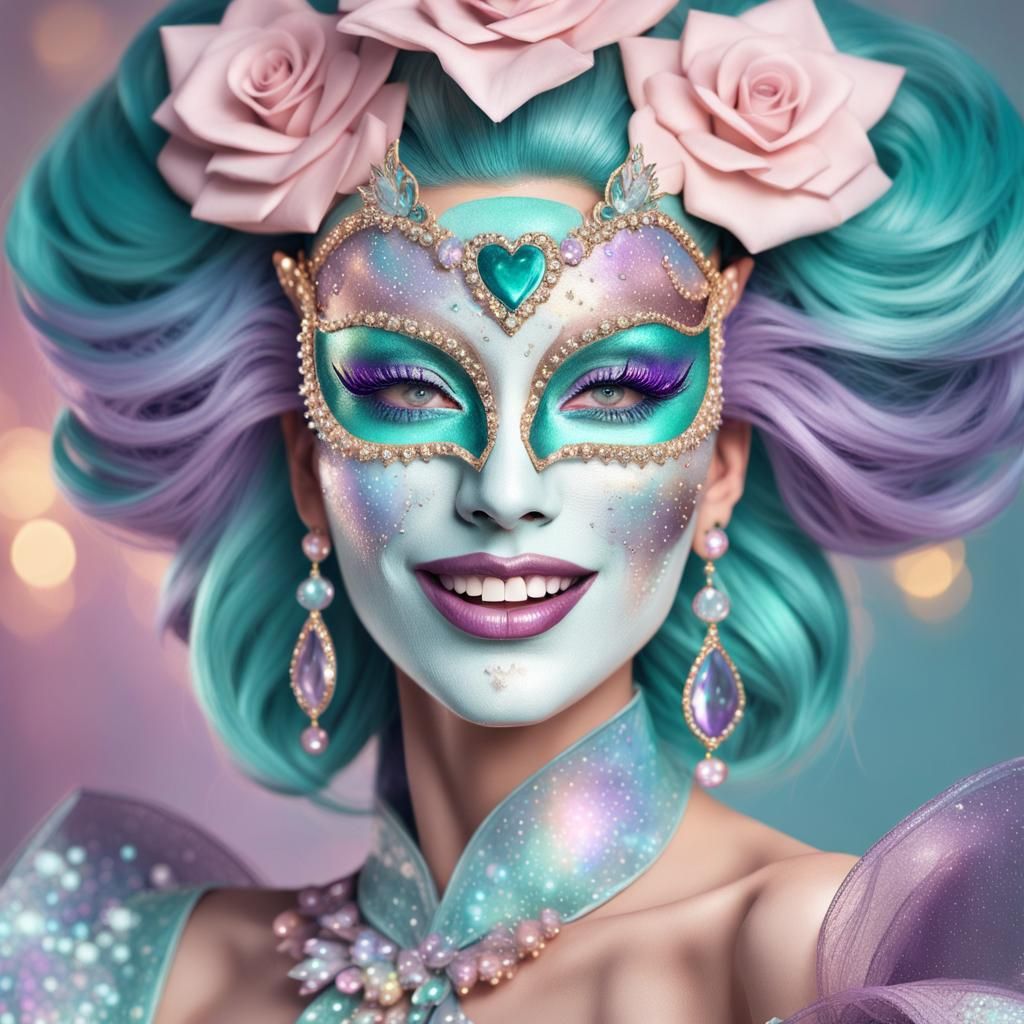 Pastel Witch Laughing: Digital Illustration