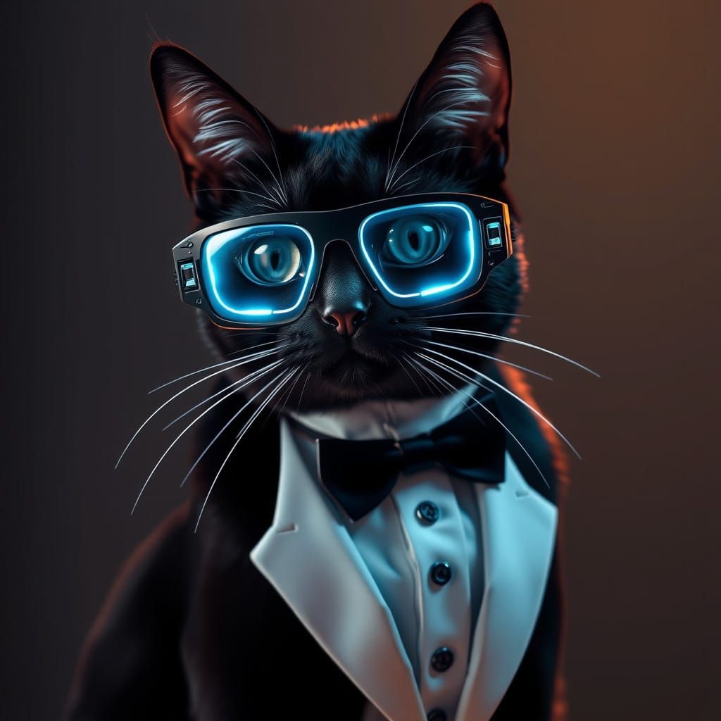 Cyberpunk Cat Sees into the Future