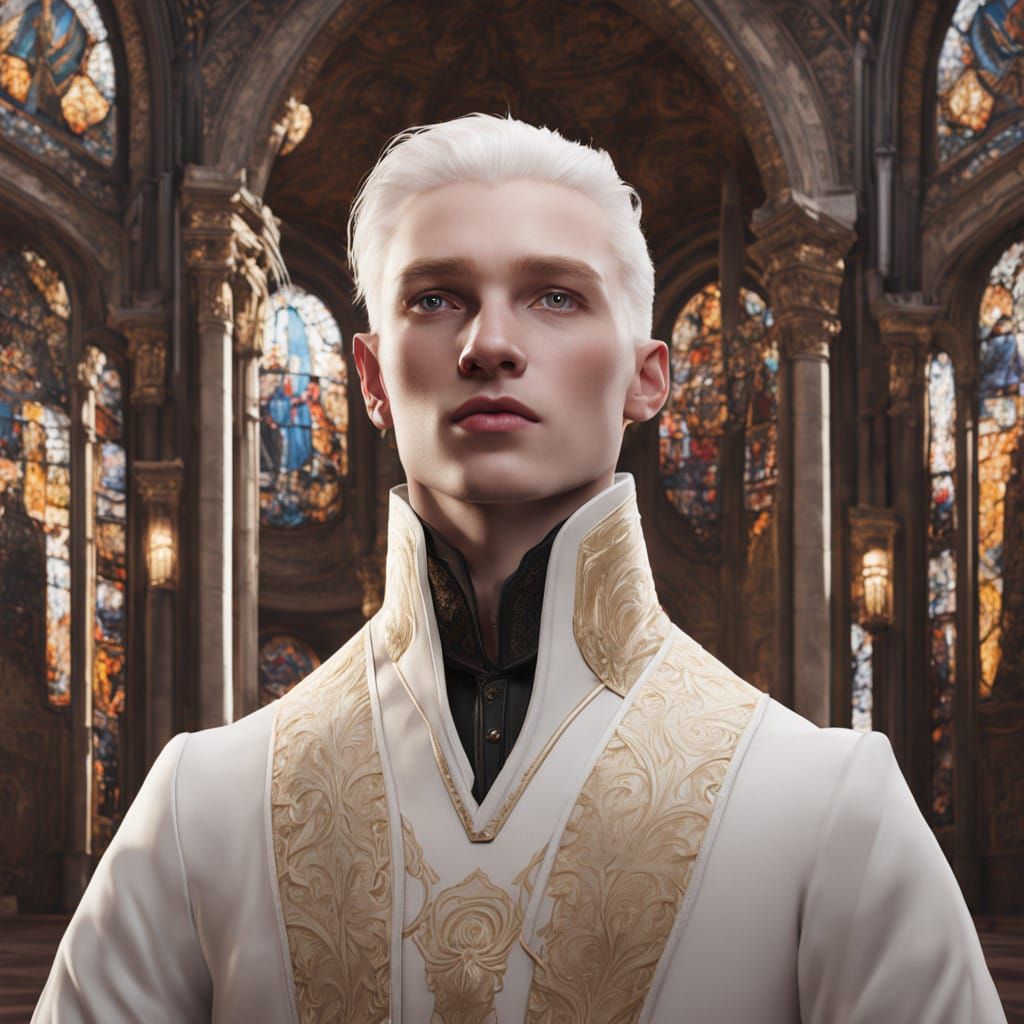 Elegant Albino Noble in Luxurious Attire