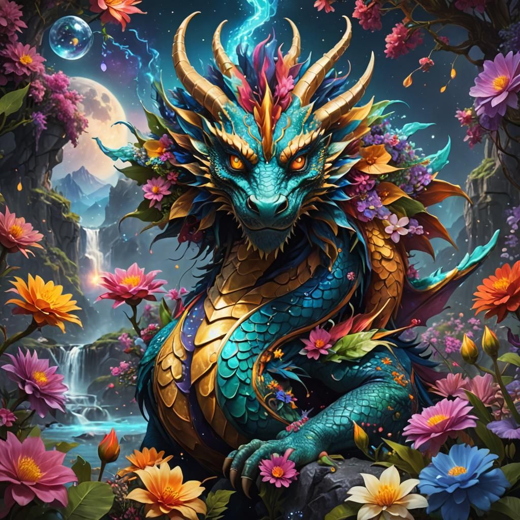 Luminous Shamanic Dragon in a Detailed Digital Painting
