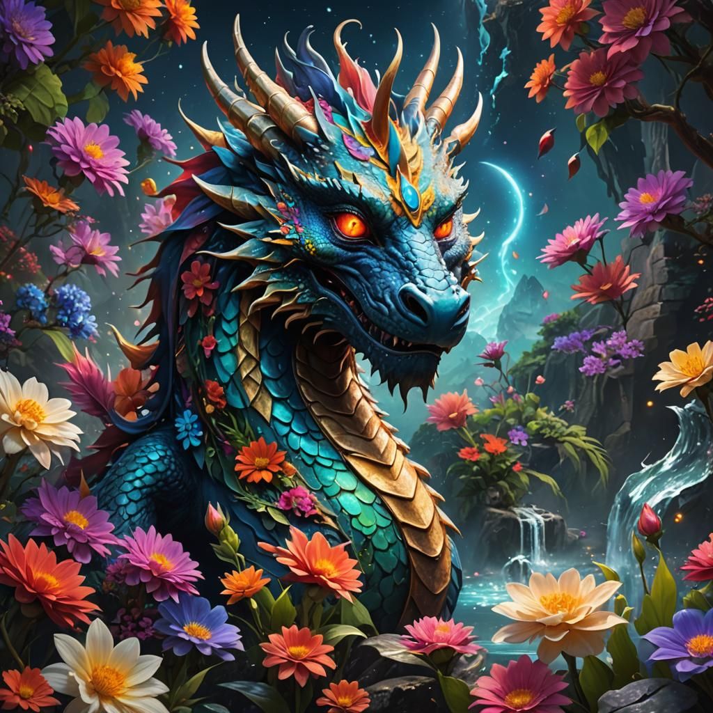 Shamanic Dragon Spirit Illuminates Space in Matte Painting