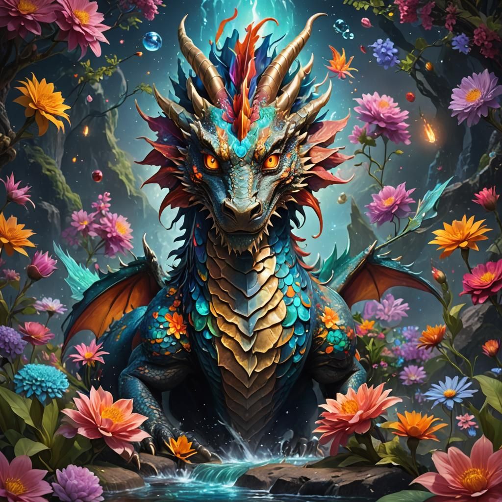 Shamanic Spirit Animal Dragon in Vibrant Colors