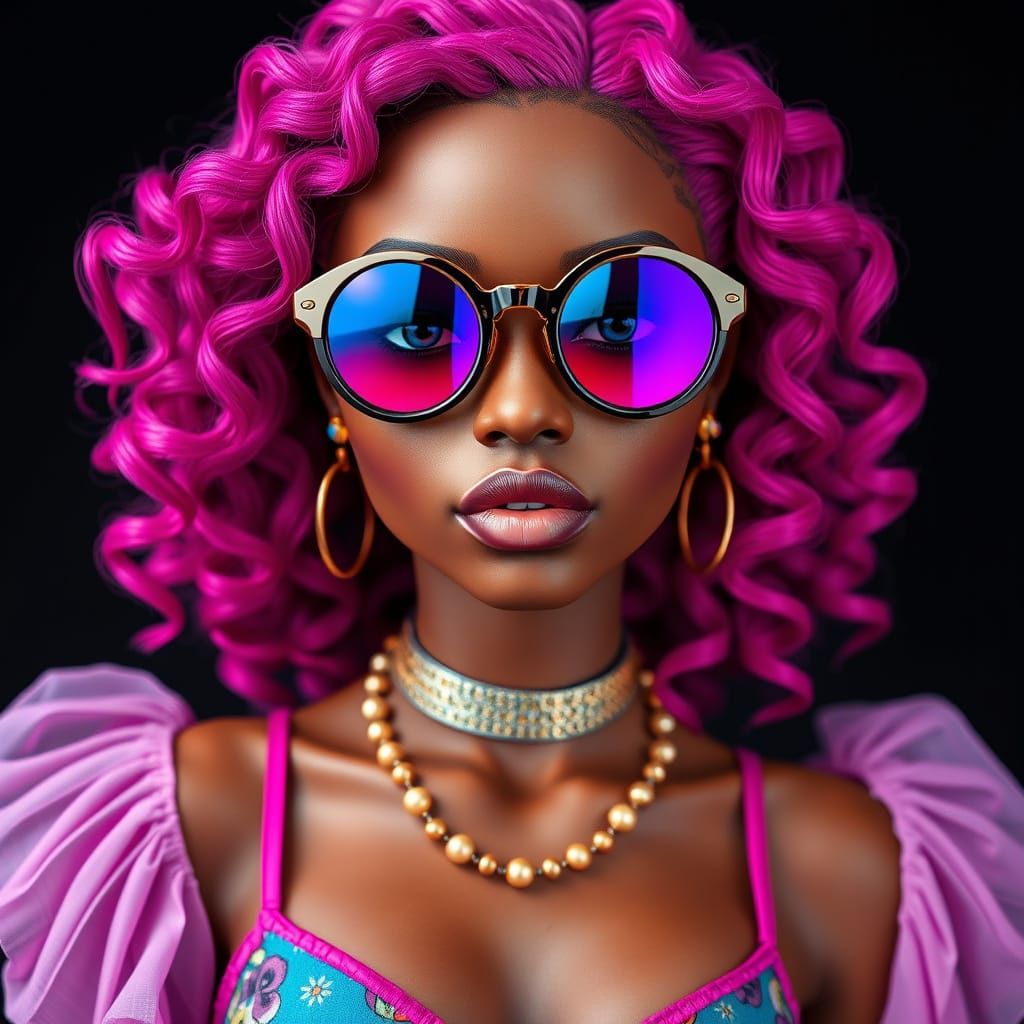 Vibrant African Goddess in Magenta Attire