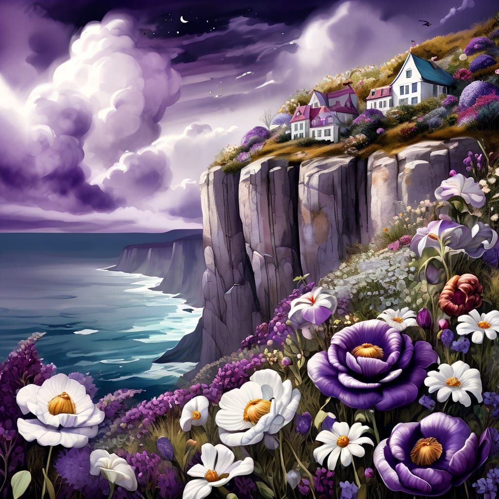 Flowers on Cliffs: Watercolour Fantasy Illustration