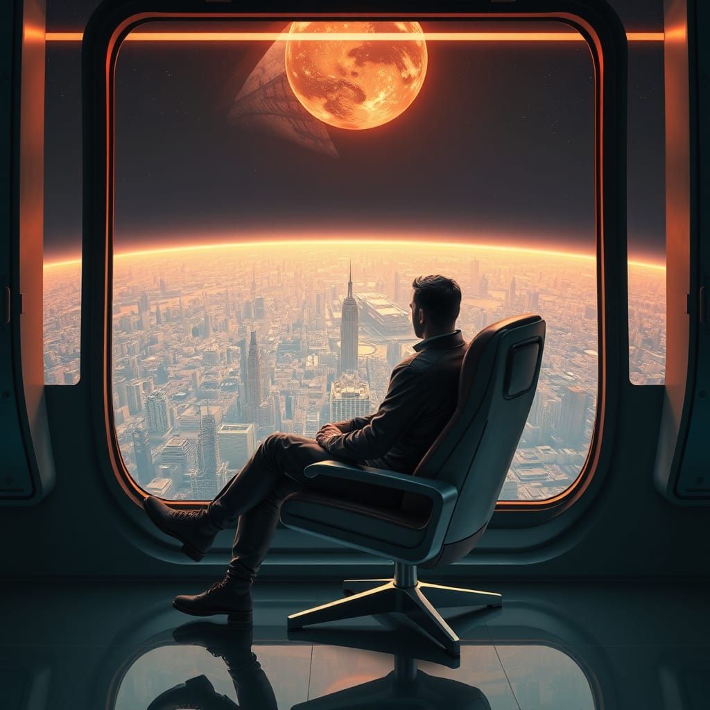 Futuristic Cityscape View in Sci-Fi Style