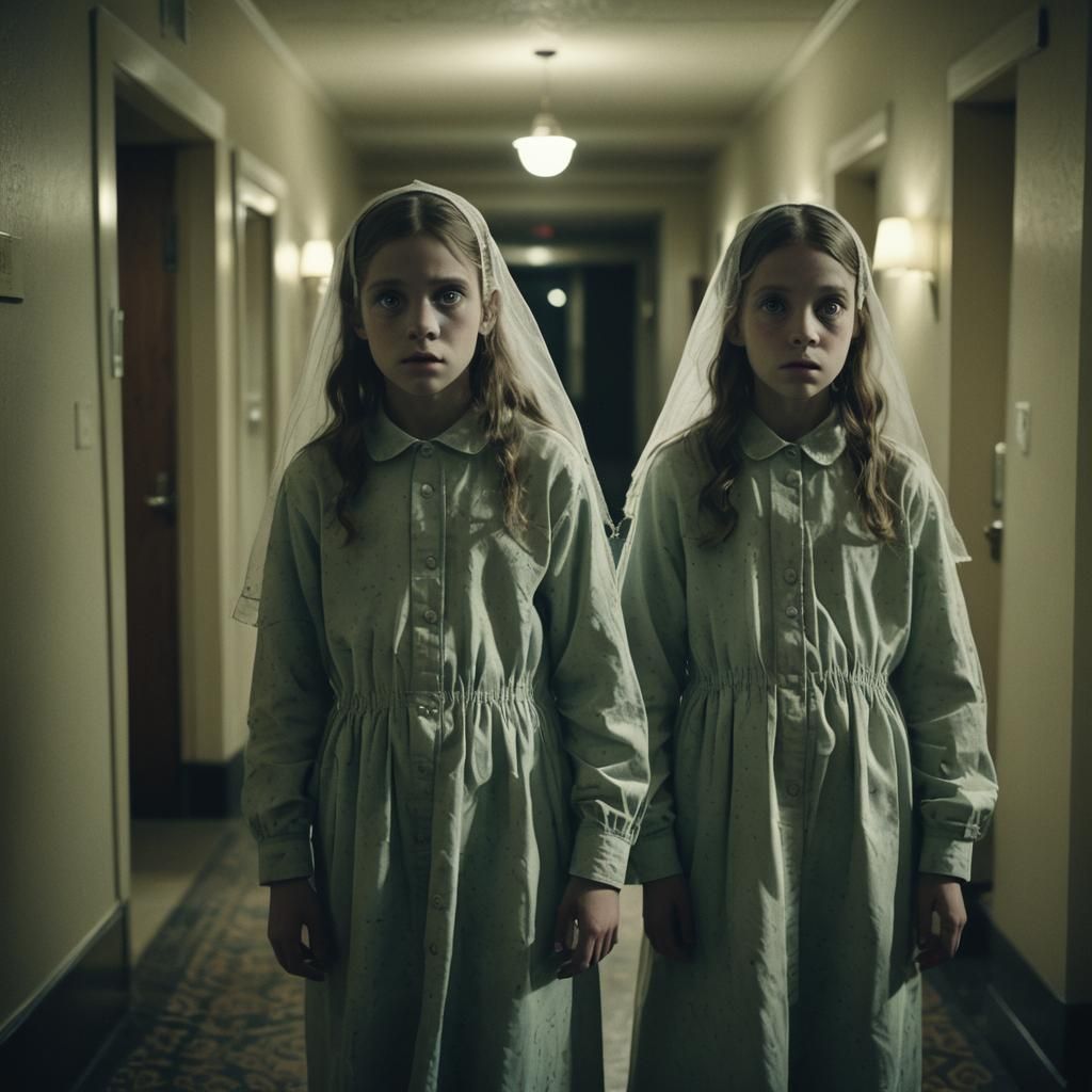 Eerie Grady's Twins in Hotel Hallway
