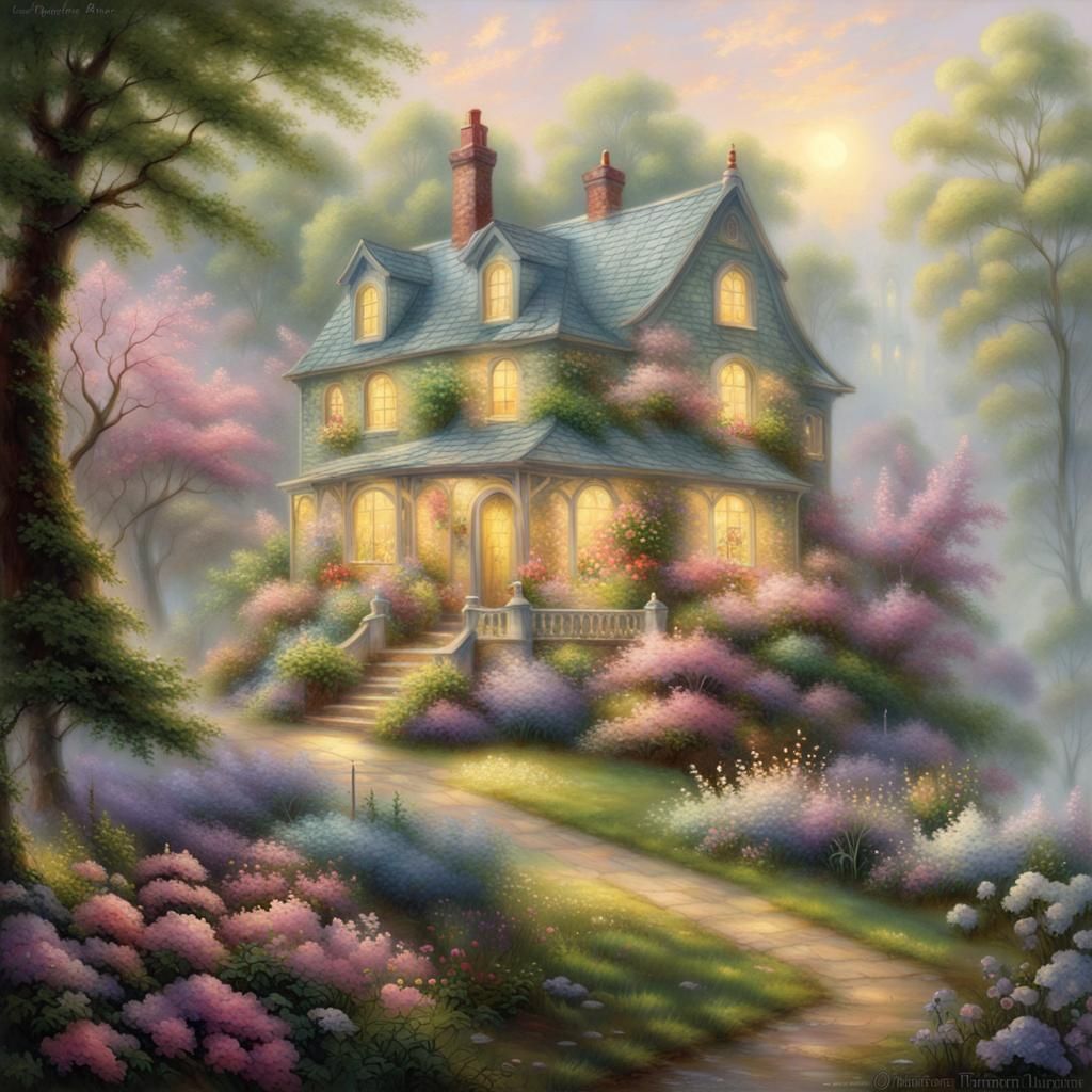 Ethereal Sandwich House in Spring Landscape