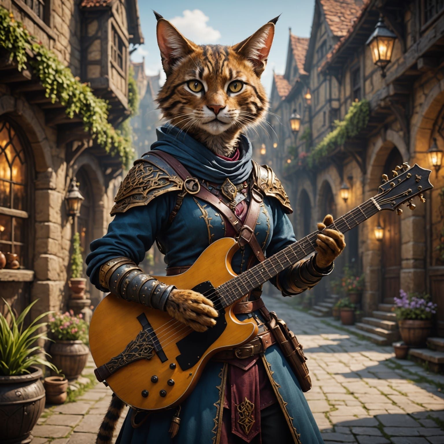 Fantasy Female Tabaxi Bard Concept Art