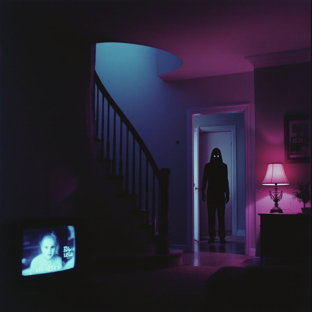 Eerie 1980s Home Interior in Retro VHS Style