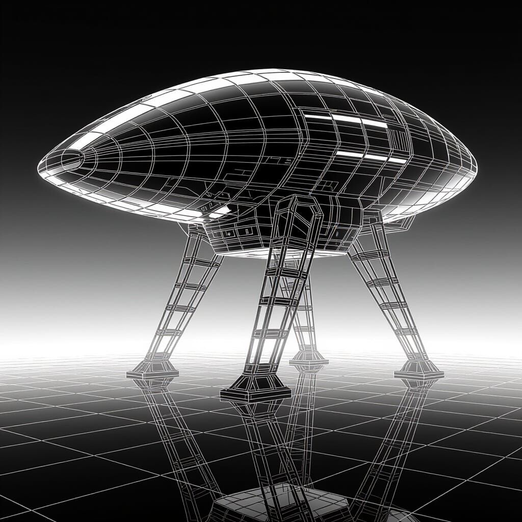 Photorealistic X-Ray Wireframe in Black and White