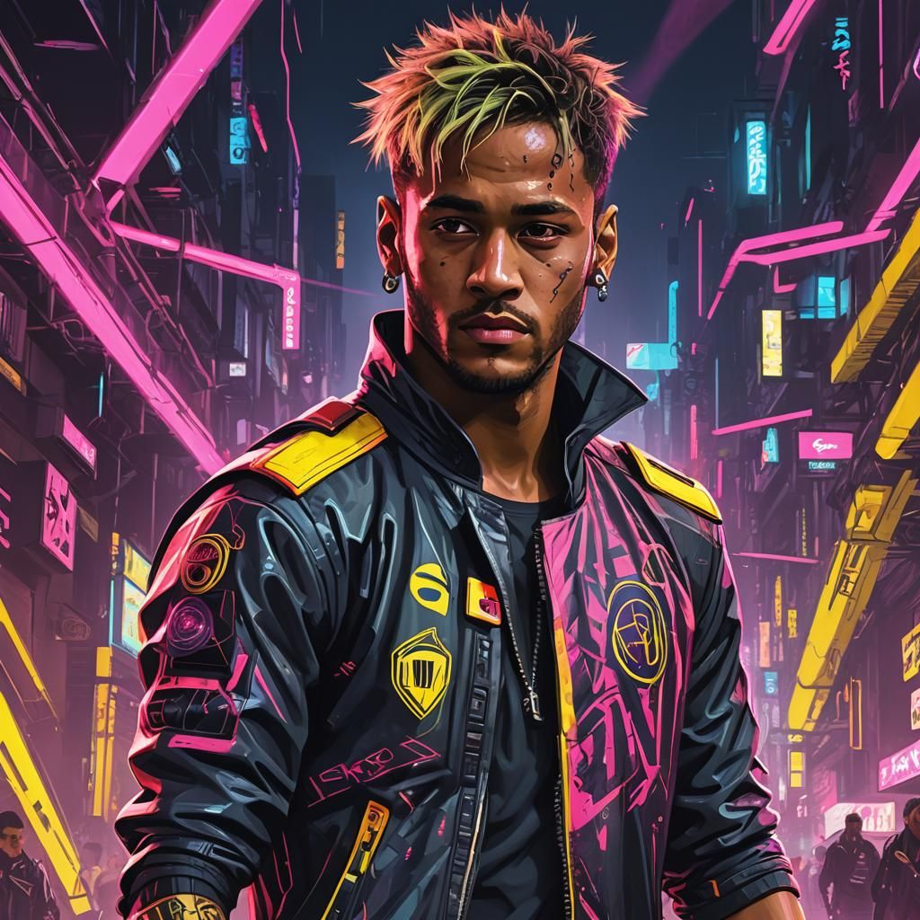 Neymar Jr in Cyberpunk 2099 Neon Style