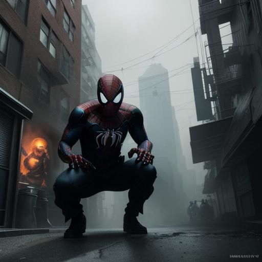 Spider-Man Miles Morales in Gritty Urban Scene