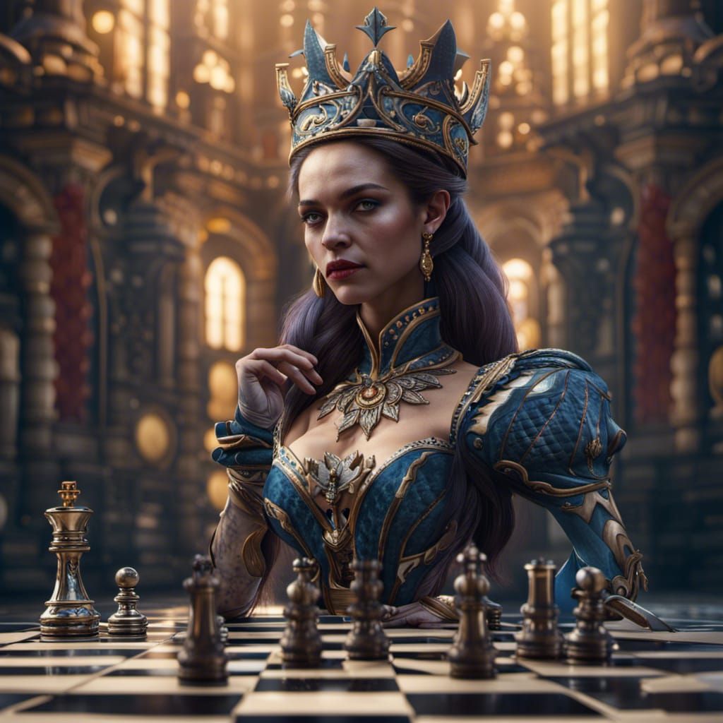 Detailed Matte Painting of a Chess Queen