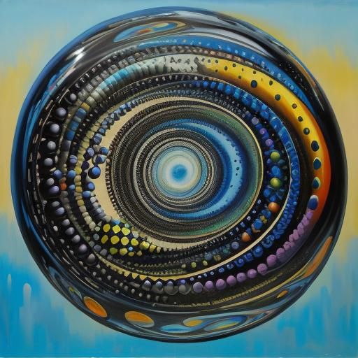 Surreal Abstract Painting with Pearls and Glass