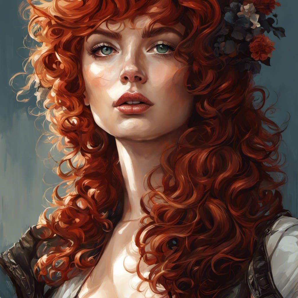 Red-Haired Character: Detailed Digital Art Masterpiece