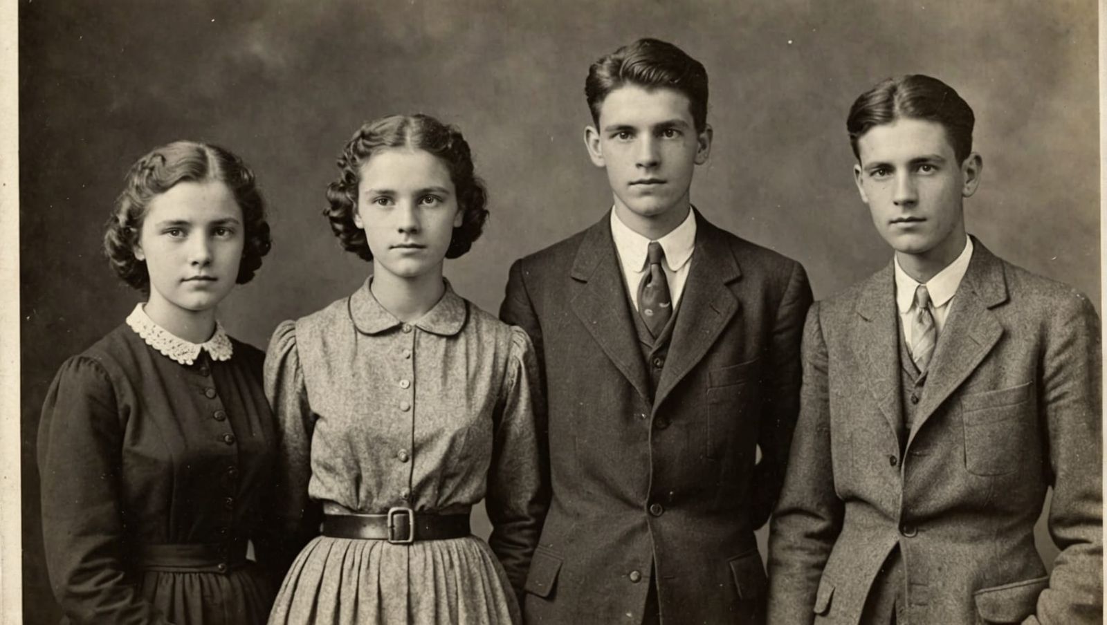 Vintage Photo of Three Generations of Relatives