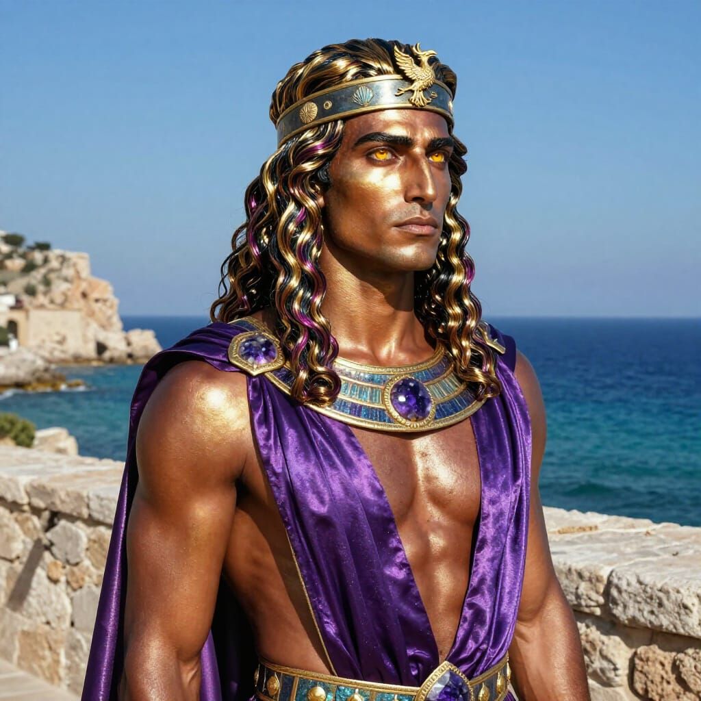 Ancient Phoenician Warrior King in Photorealistic Portrait
