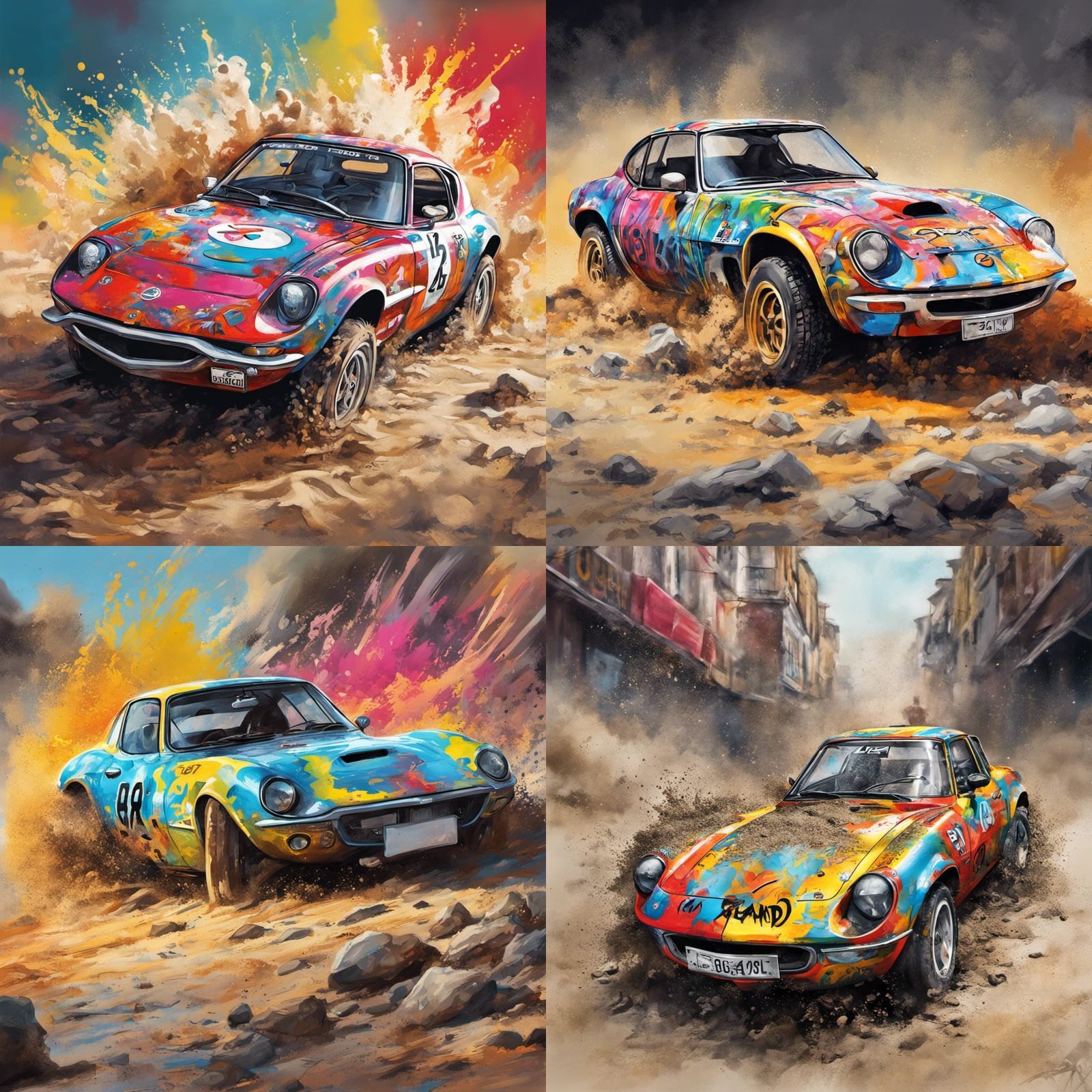 Opel GT Rally Car in Graffiti Splash Art