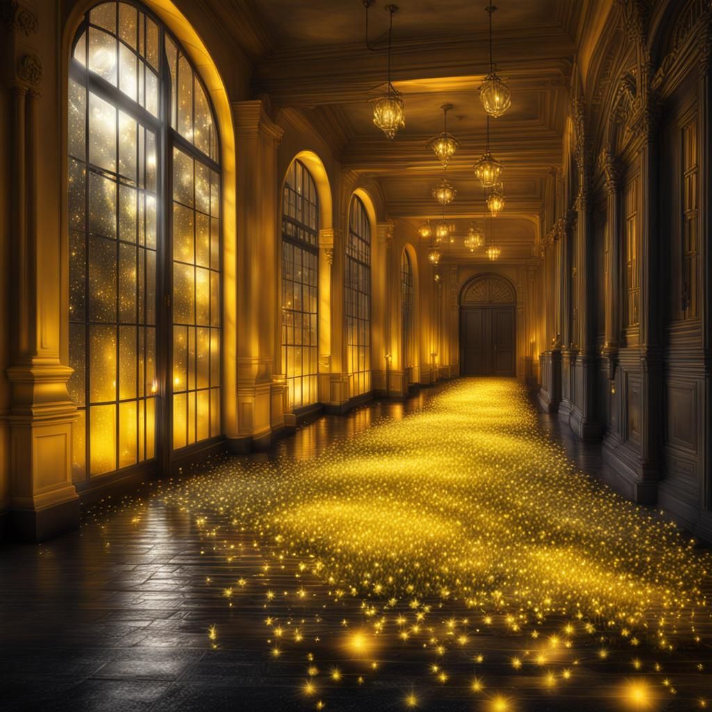 Elegant Night Scene with Fireflies in HDR