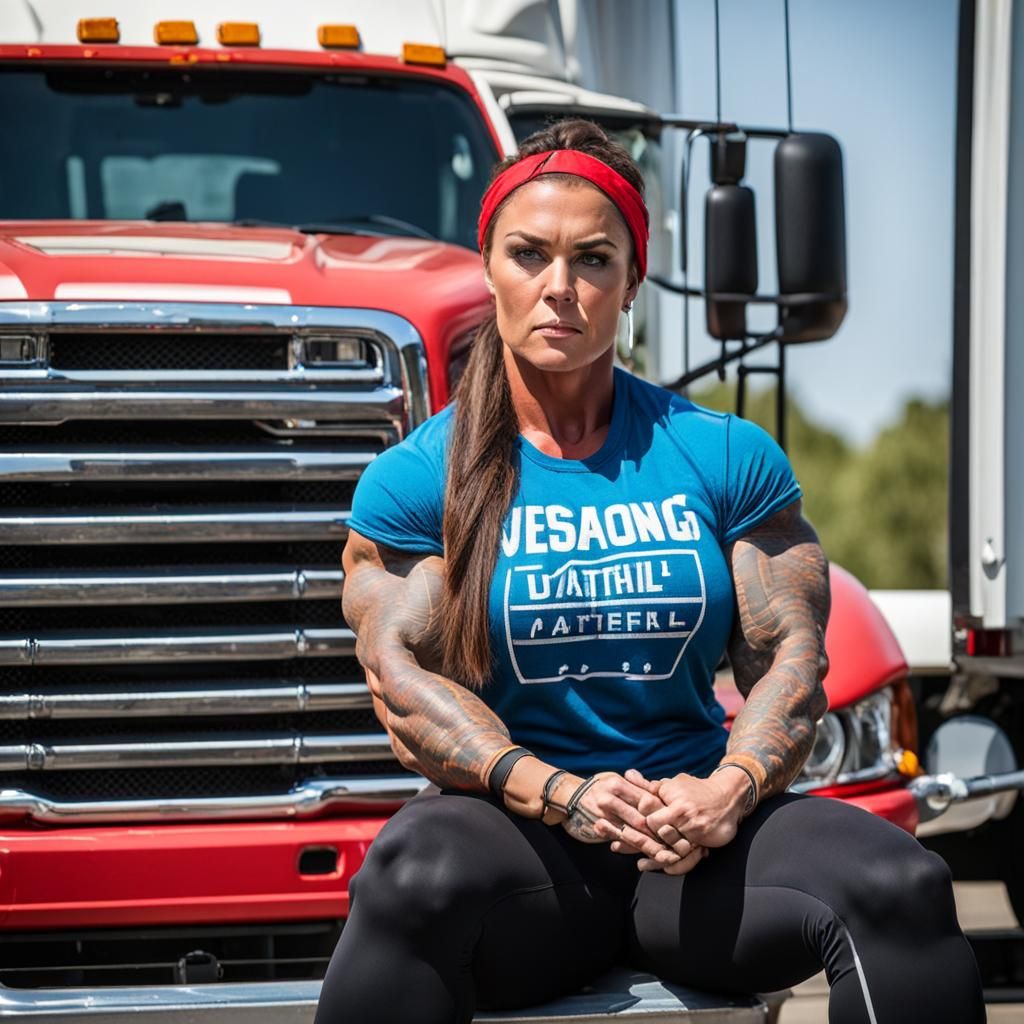Strong Female Trucker Portrait in Photorealistic Style