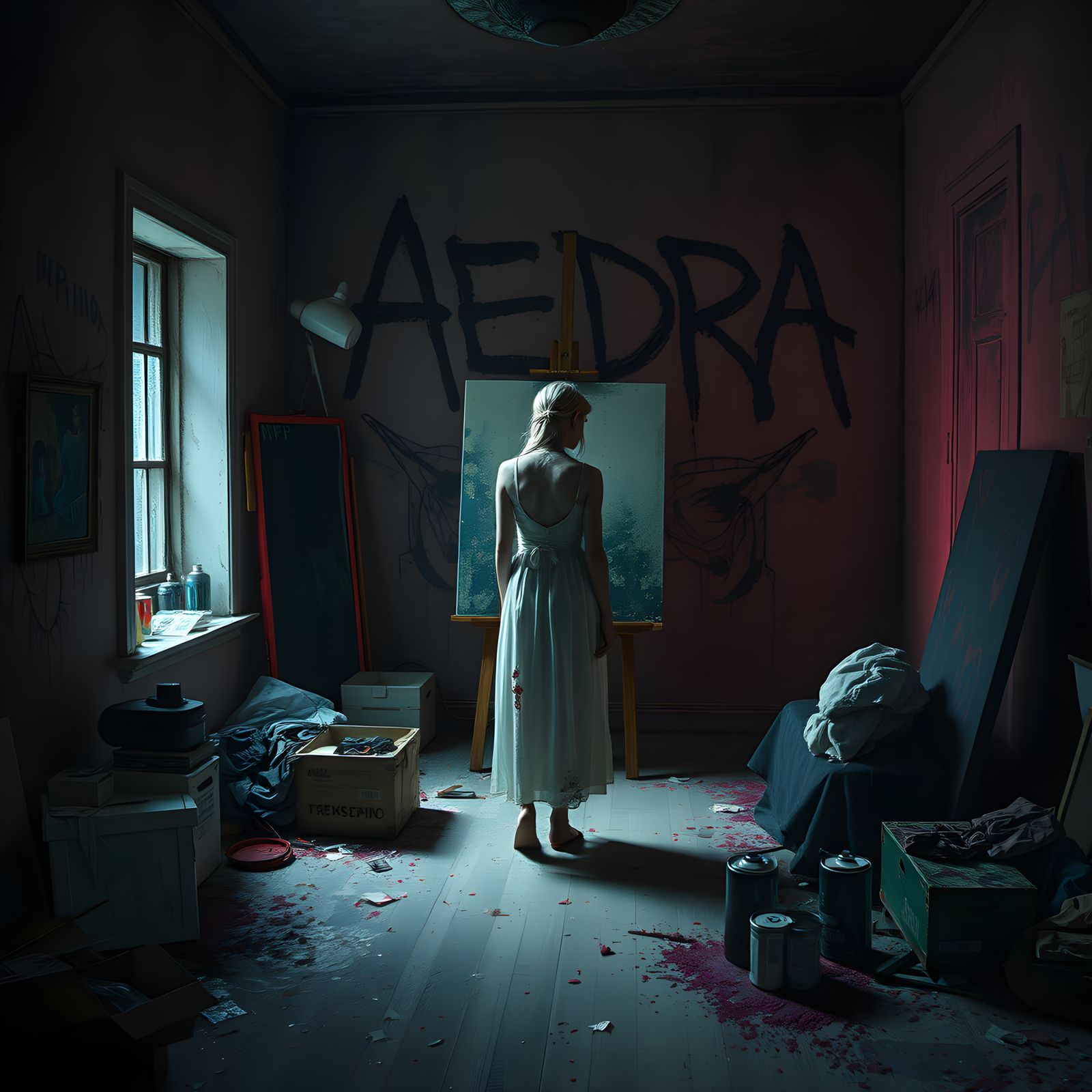 Liminal Art: Faceless Artist in Empty Room