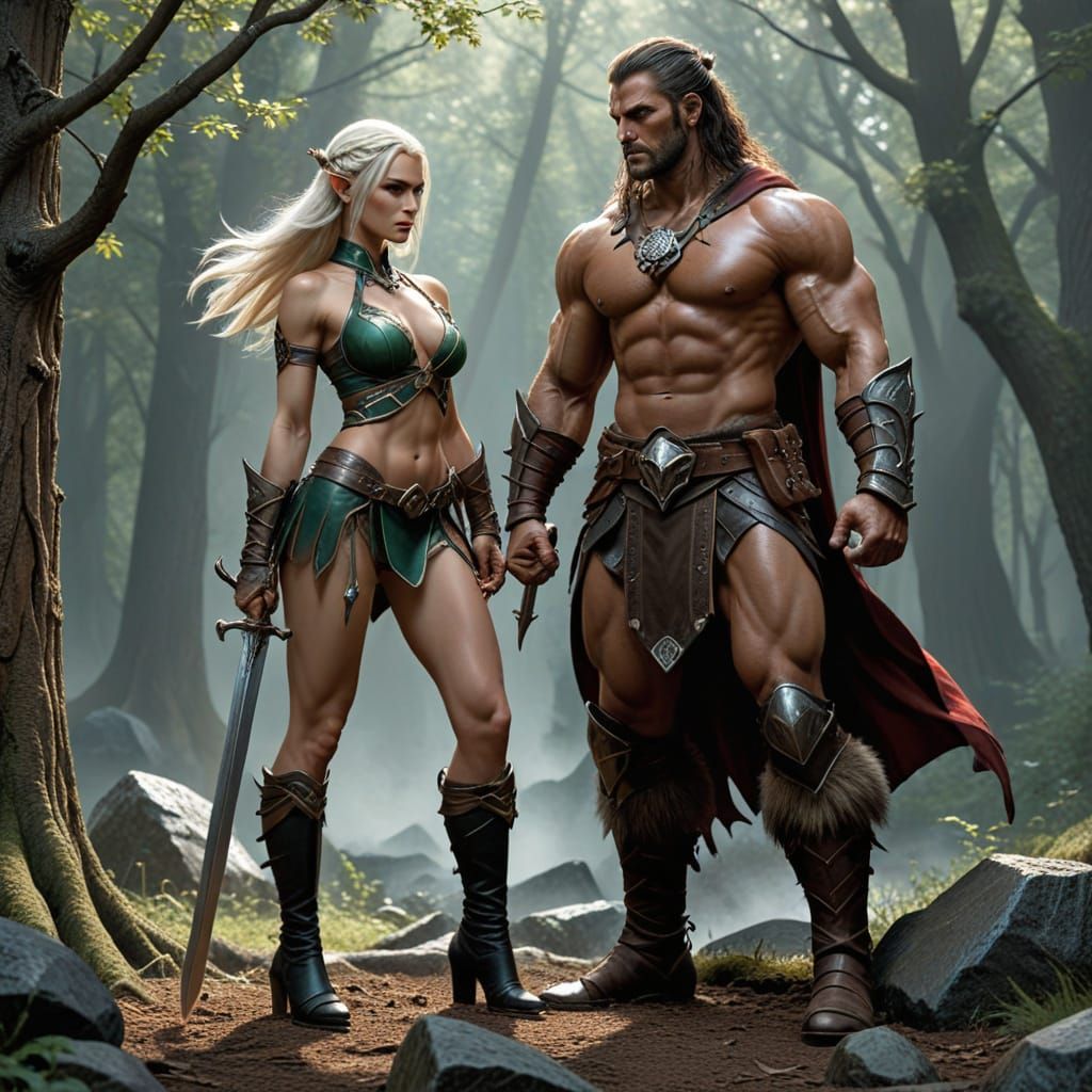 Elf Warrior and Barbarian Brawler Ready for Adventure