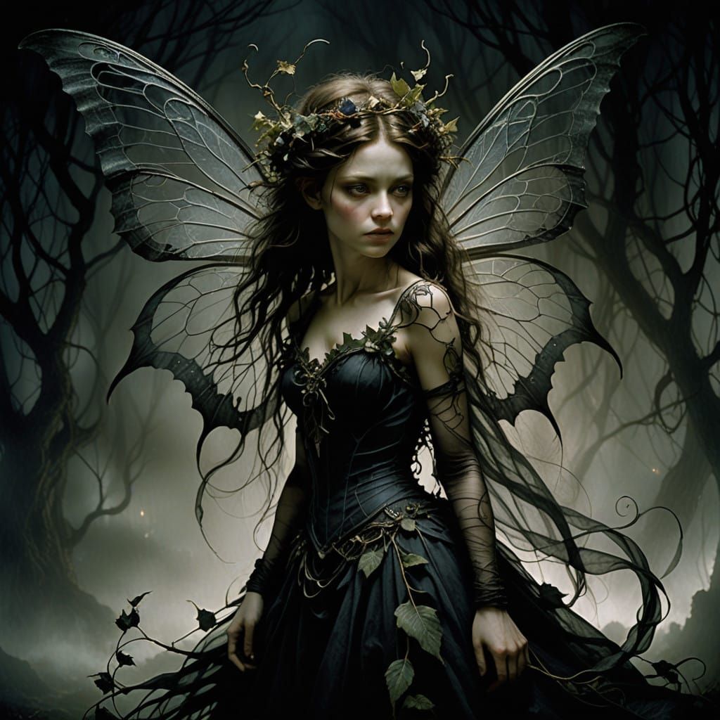 Gothic Fairy in Dark, Moody Splendor