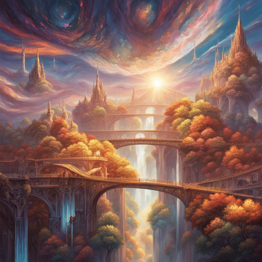 Surreal Crystal Bridges Shine in Golden Hour