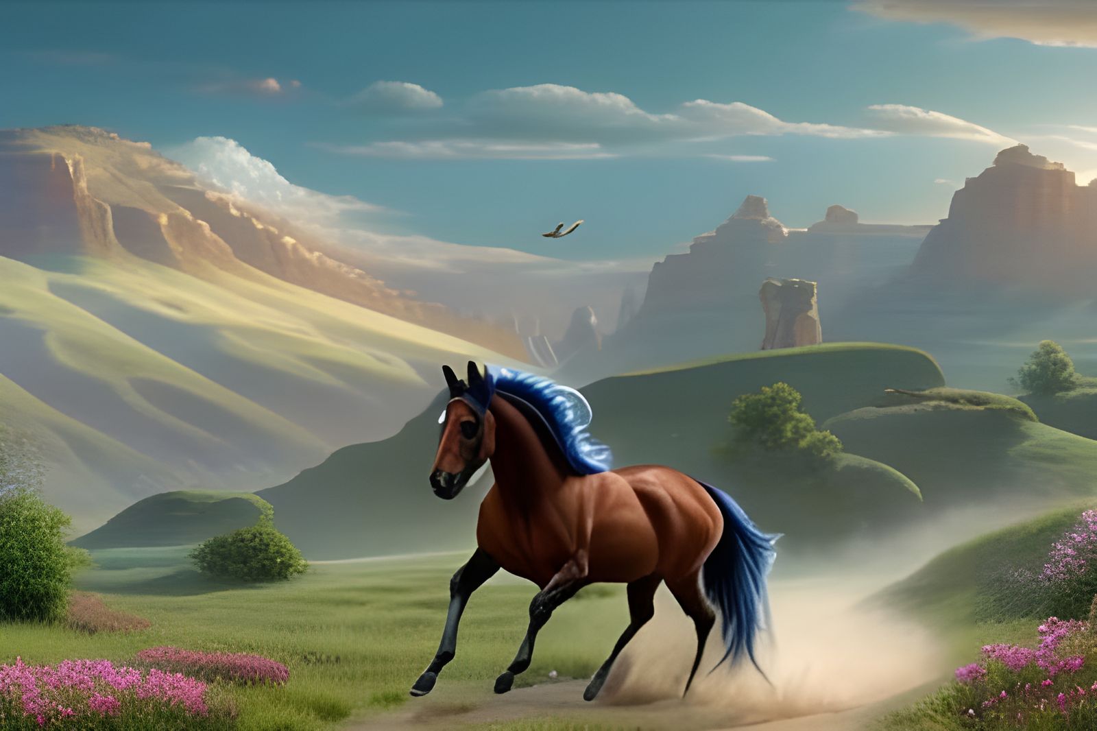 Wild Horses Galloping Across the Prairie