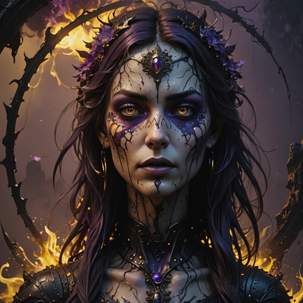 Dark Fantasy Figure Floating in Black Mist