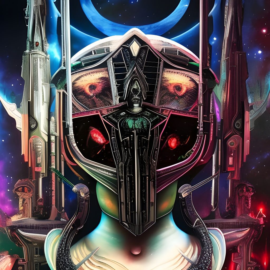 Grimdark Space Priestess in Mixed Media