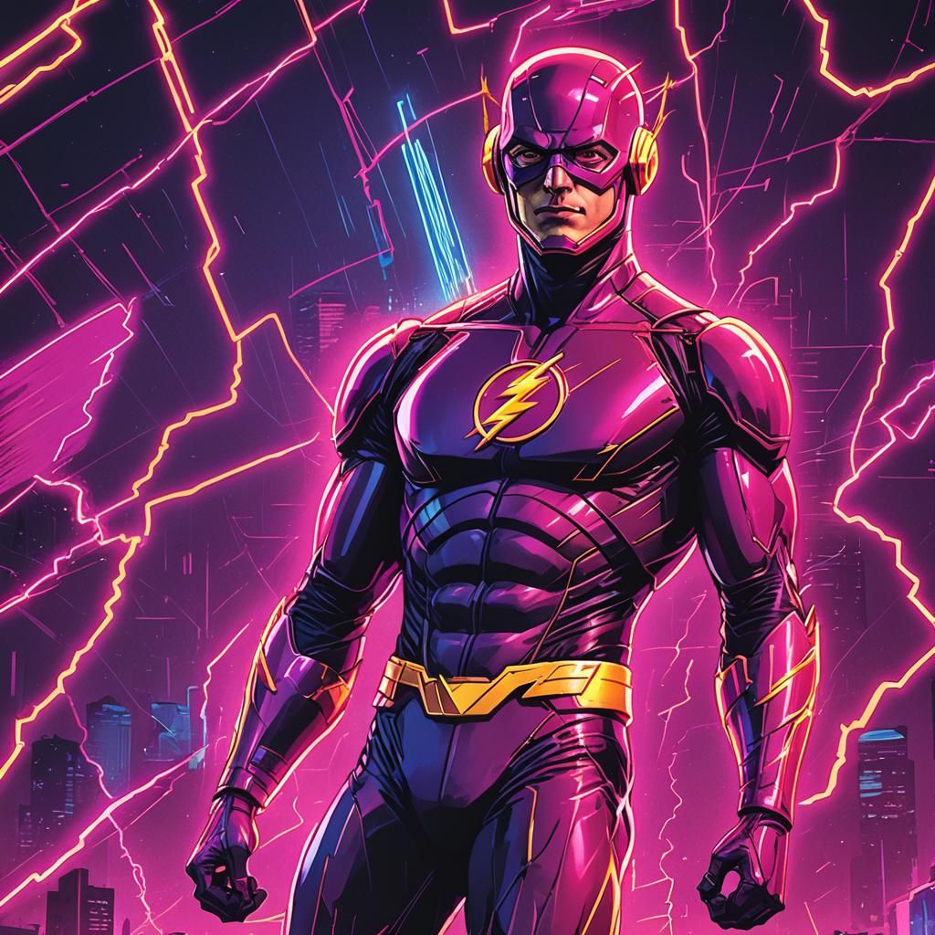 Flash in Synthwave Neon Retro Style