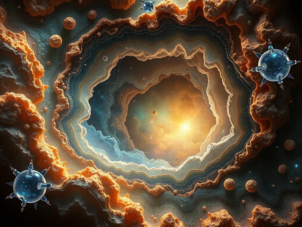 Cosmic Organic Collision in Digital Art Style