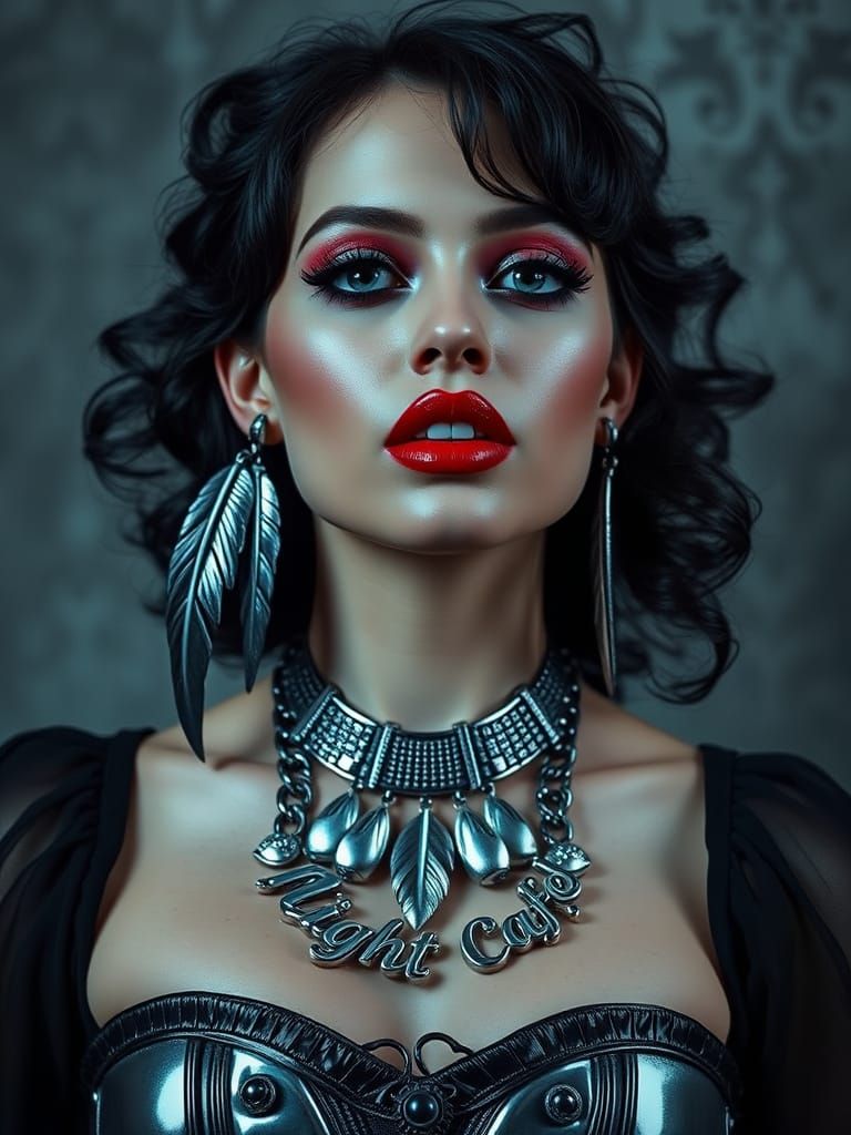 Gothic Goddess in Chrome Aesthetic