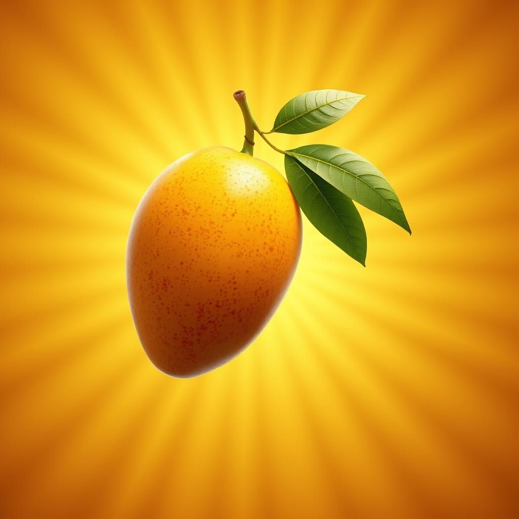 Hyperrealistic Mango in 3D Digital Art Style