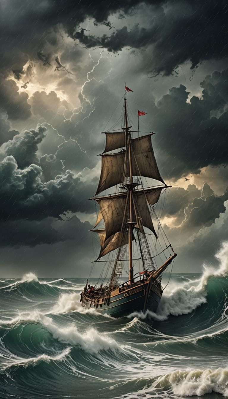 Fishing Boat in Stormy Sea: Digital Matte Painting