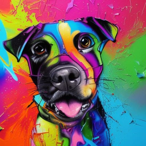 Colorful Graffiti Dogs in Street Art Style