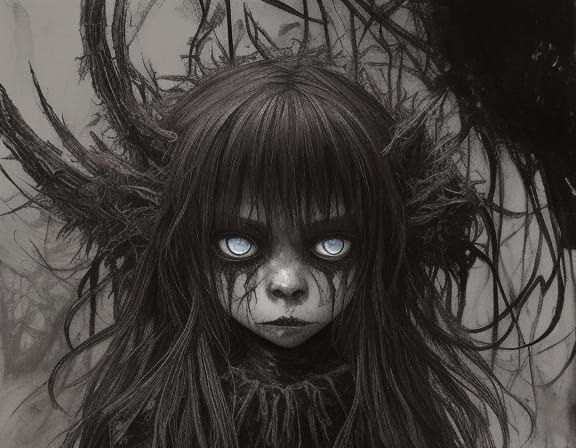 Childlike Terrifying Illustration of a Monstrous Creature